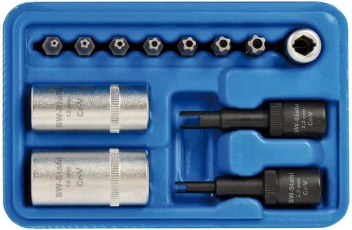 Set 12 scule pentru instalatia de aer conditionat SW-STAHL 61719L, cu adaptoare, cutie depozitare