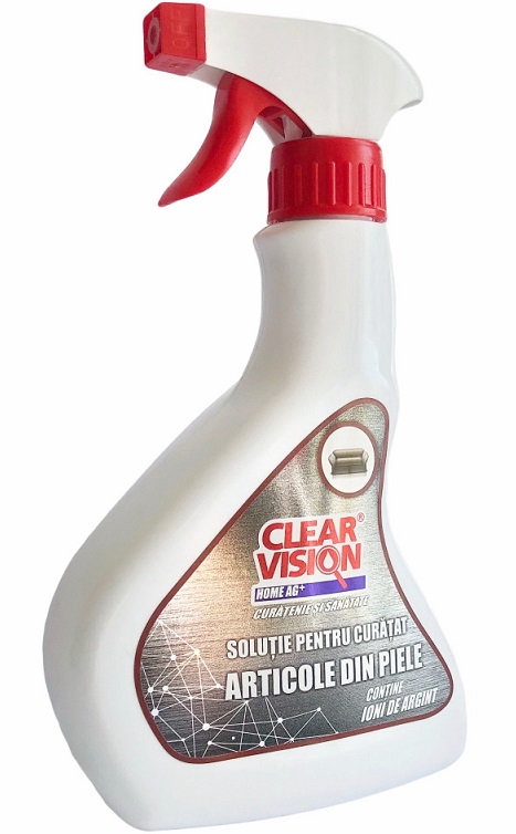 Solutie pentru curatat articole din piele CLEAR VISION CVH02, cu ioni de argint, recipient cu pulverizator, 500 ml