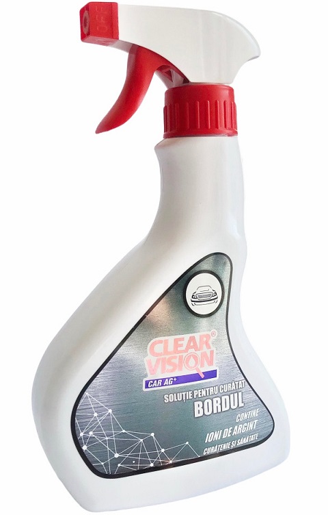 Solutie pentru curatat bordul auto CLEAR VISION CVC04, cu ioni de argint, recipient cu pulverizator, 500 ml