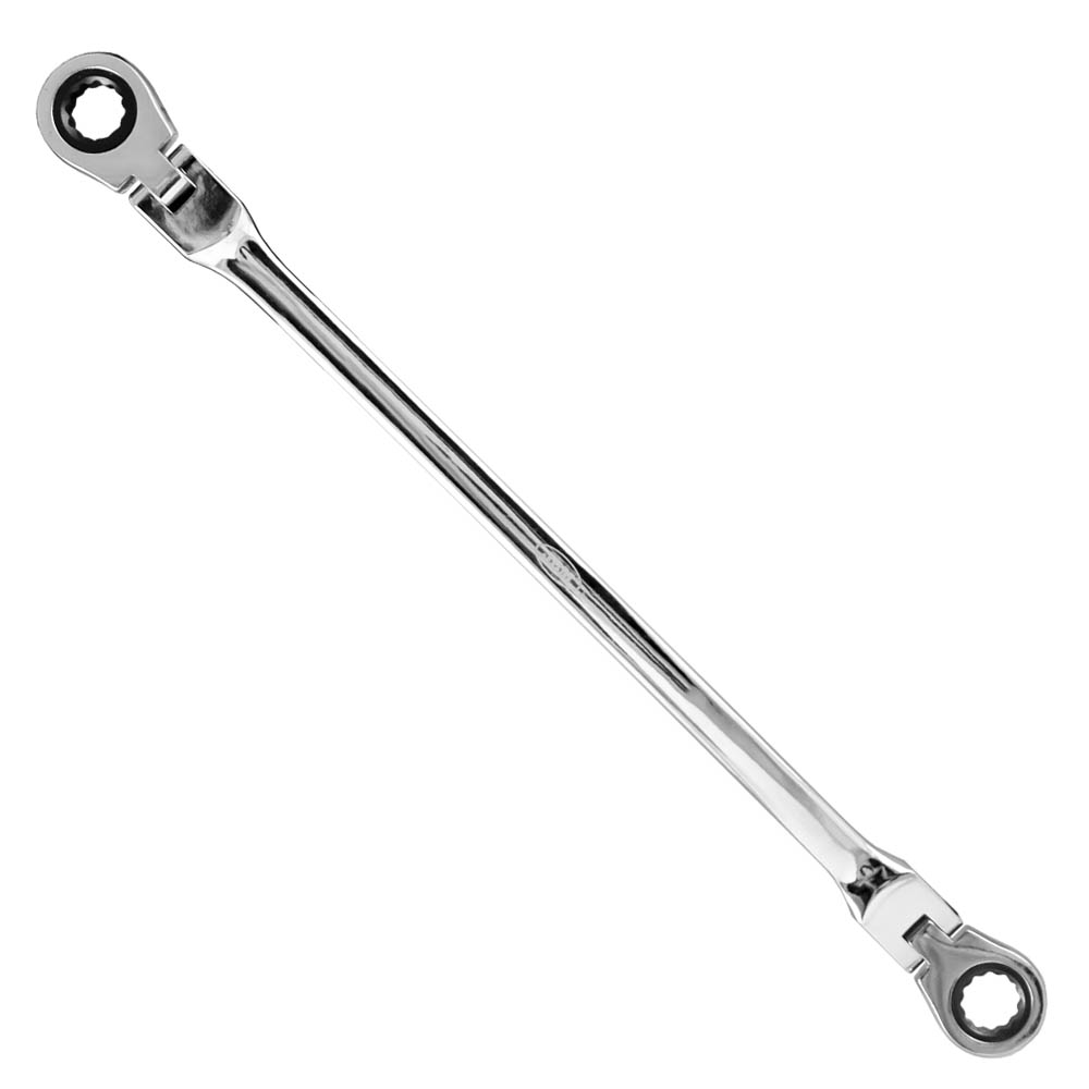 Cheie dubla cu clichet si cap rotativ JBM 13447, 8 x 9 mm, otel crom vanadiu