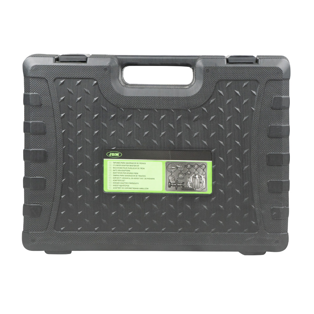 Set 9 adaptoare pentru aerisire sistem franare JBM 52328, pentru aparatul de aerisire frane JBM 52191, cutie depozitare