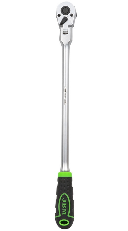Antrenor articulat cu clichet reversibil JBM 53886, 72 dinti, antrenor patrat 1/4 inch, lungime 305 mm, finisaj zincat, maner cauciucat