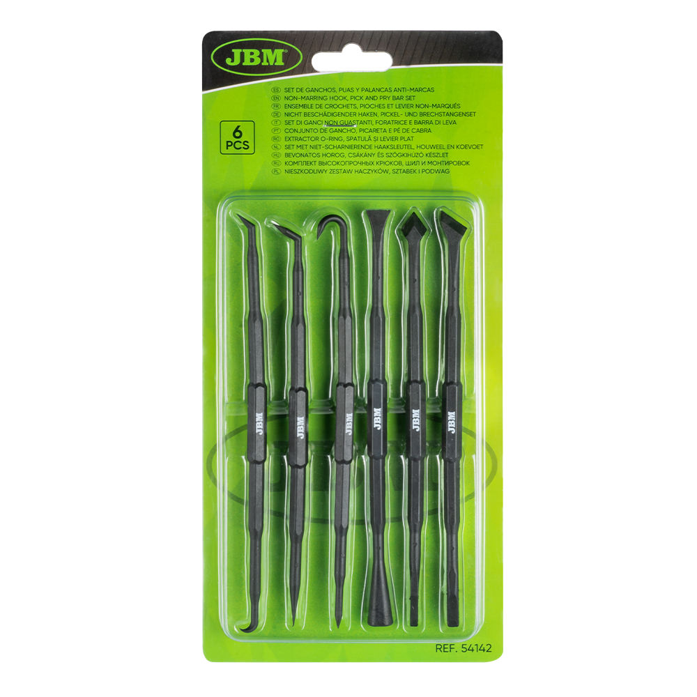 Set 6 extractoare pentru o-ring JBM 54142, ascutit, carlig, spatula, levier plat, nylon, negre