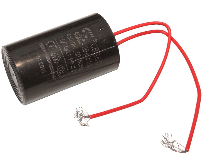 Condensator electrolitic capsulat pentru pornire motor PROGARDEN 45TF206540, 20uF, 450VAC, fire, 65 x 40 mm