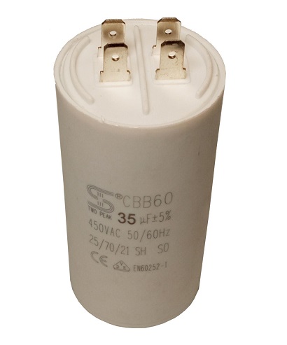Condensator electrolitic capsulat pentru pornire motor PROGARDEN 45TF359246, 35uF, 450VAC, fire, 92 x 46 mm
