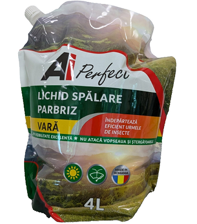 Lichid de parbriz pentru vara AI PERFECT NANO 100AIPLPVN4, cu nanoparticule, anti-insecte, aroma cirese, 4 litri