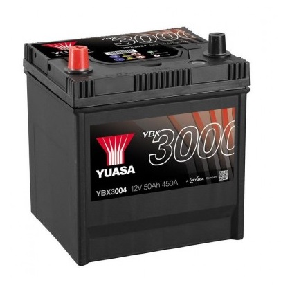 Baterie auto YUASA 3000 YBX3004 ASIA, 12 V, 50 Ah, 400 A, 202 x 173 x 225 mm, borna inversa stanga +