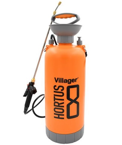 Pulverizator manual VILLAGER Hortus 8 082462, rezervor 8 litri, presiune lucru 4 Bar, temperatura maxima lichid 55 Celsius, distanta pulverizare 1.5 m