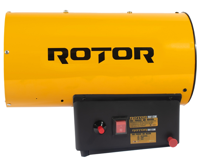 Aeroterma pe gaz GPL ROTOR RH-15M 17403, 51180 BTU, 5000 W, aprindere piezoelectrica, cu regulator si furtun gaz de 1.5 m