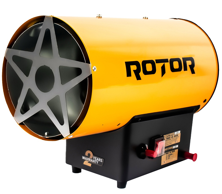 Aeroterma pe gaz GPL ROTOR RH-15M 17403, 51180 BTU, 5000 W, aprindere piezoelectrica, cu regulator si furtun gaz de 1.5 m
