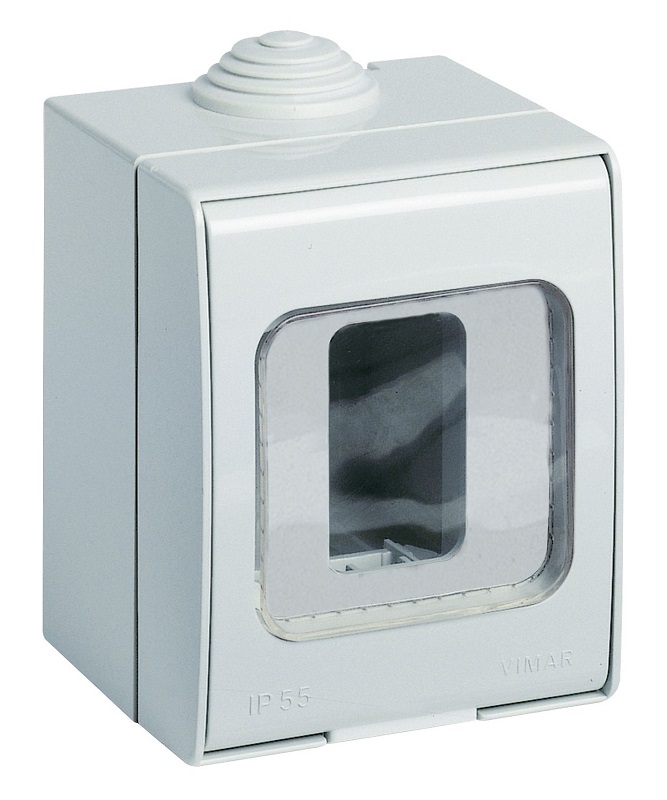 Doza pentru etansare VIMAR 012201, pentru 1 modul, IP55, 65 x 68 x 83 mm, din plastic, alb