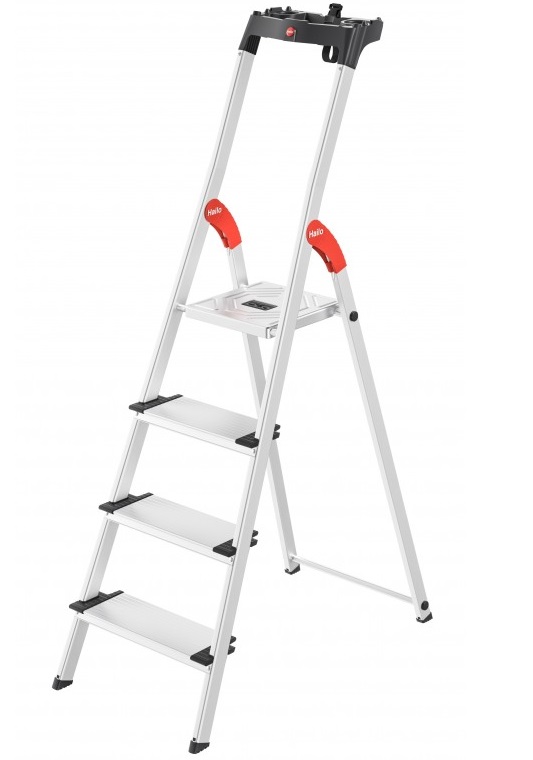 Scara pliabila HAILO ComfortLine 8040407, 4 trepte, greutate maxima sustinuta 150 kg, din aluminiu, picioare antiderapante