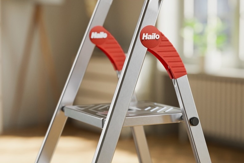 Scara pliabila HAILO ComfortLine 8040507, 5 trepte, greutate maxima sustinuta 150 kg, din aluminiu, picioare antiderapante