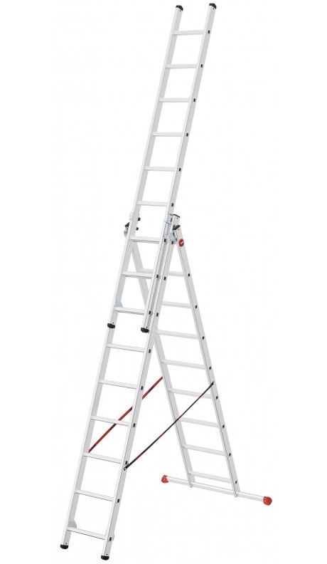 Scara pliabila/extensibila HAILO HobbyLot 7309007, 3x9 trepte, greutate maxima sustinuta 150 kg, din aluminiu, picioare antiderapante, pentru uz casnic