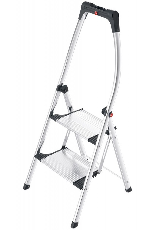 Scara pliabila HAILO K100 TopLine 4302301, 2 trepte, greutate maxima sustinuta 150 kg, din aluminiu, picioare antiderapante, pentru uz casnic