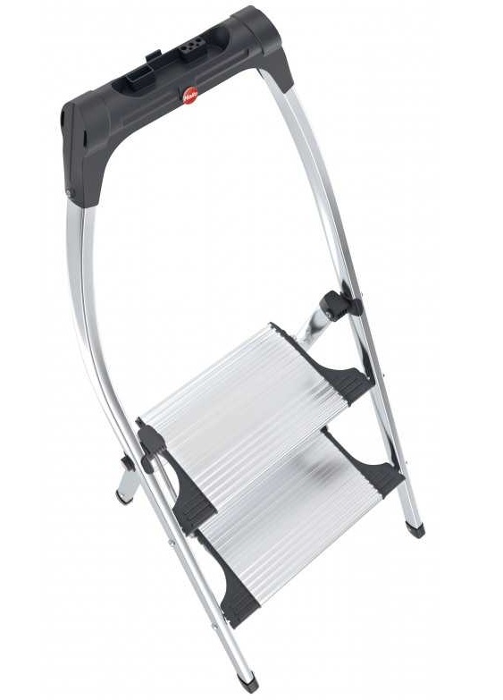 Scara pliabila HAILO K100 TopLine 4302301, 2 trepte, greutate maxima sustinuta 150 kg, din aluminiu, picioare antiderapante, pentru uz casnic