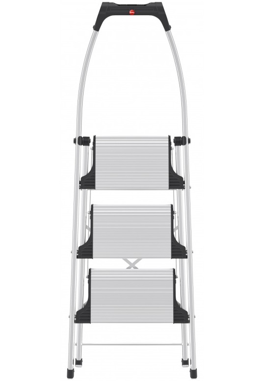 Scara pliabila HAILO K100 TopLine 4303301, 3 trepte, greutate maxima sustinuta 150 kg, din aluminiu, picioare antiderapante, pentru uz casnic