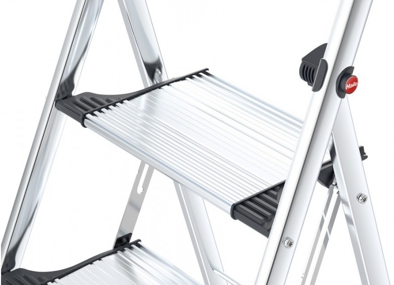Scara pliabila HAILO K100 TopLine 4303301, 3 trepte, greutate maxima sustinuta 150 kg, din aluminiu, picioare antiderapante, pentru uz casnic
