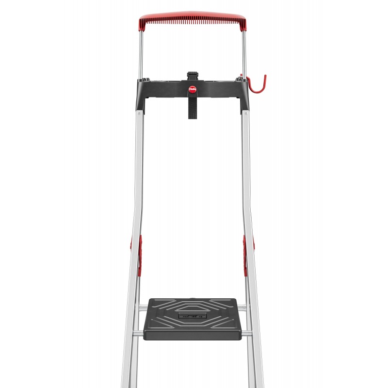Scara pliabila HAILO L100 TopLine 8050307, 3 trepte, greutate maxima 150 kg, aluminiu, picioare antiderapante, tava multifunctionala, carlig, curea fixare