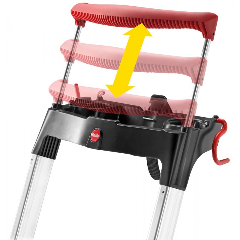 Scara pliabila HAILO L100 TopLine 8050607, 6 trepte, greutate maxima 150 kg, aluminiu, picioare antiderapante, tava multifunctionala, carlig, curea fixare