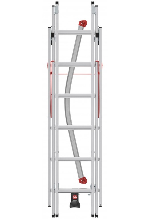 Scara pliabila/extensibila HAILO ProfiLOT 9306507, 2x6 + 1x5 trepte, greutate maxima sustinuta 150 kg, din aluminiu, picioare antiderapante, carlig de blocare