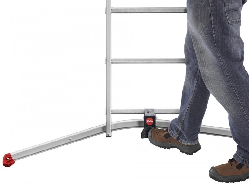Scara pliabila/extensibila HAILO ProfiLOT 9306507, 2x6 + 1x5 trepte, greutate maxima sustinuta 150 kg, din aluminiu, picioare antiderapante, carlig de blocare