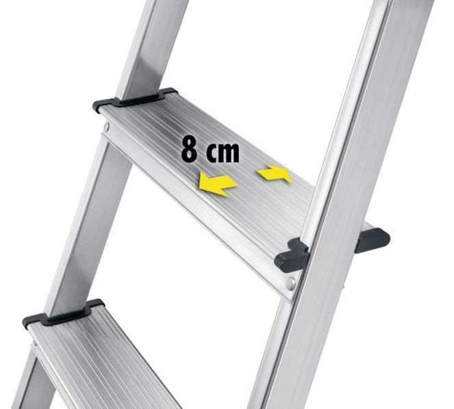 Scara pliabila HAILO StandardLine 8160407, 4 trepte, greutate maxima 150 kg, aluminiu, picioare antiderapante, tava multifunctionala, pentru uz casnic