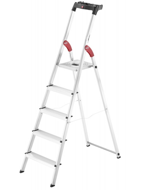 Scara pliabila HAILO StandardLine 8160507, 5 trepte, greutate maxima 150 kg, aluminiu, picioare antiderapante, tava multifunctionala, pentru uz casnic