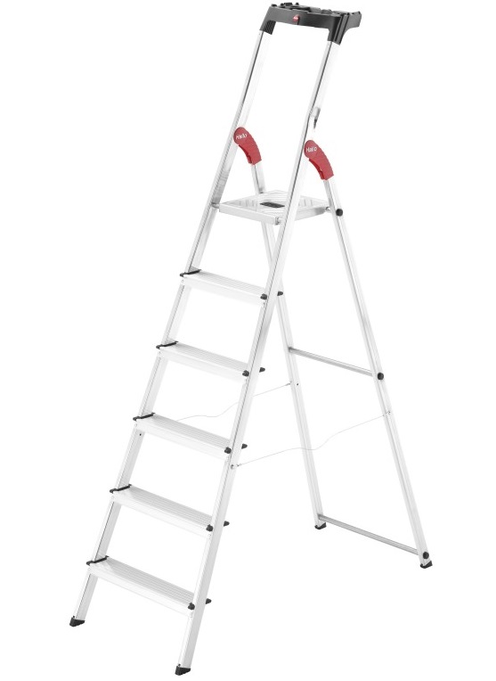 Scara pliabila HAILO StandardLine 8160607, 6 trepte, greutate maxima 150 kg, aluminiu, picioare antiderapante, tava multifunctionala, pentru uz casnic