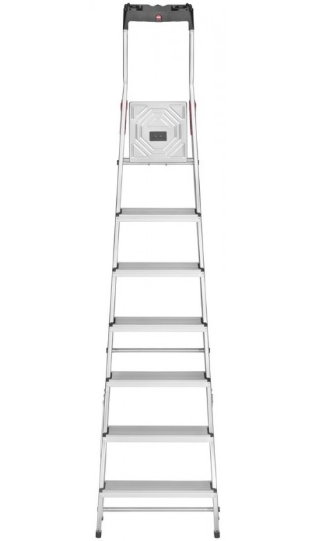 Scara pliabila HAILO StandardLine 8160707, 7 trepte, greutate maxima 150 kg, aluminiu, picioare antiderapante, tava multifunctionala, pentru uz casnic