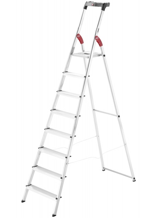 Scara pliabila HAILO StandardLine 8160807, 8 trepte, greutate maxima 150 kg, aluminiu, picioare antiderapante, tava multifunctionala, pentru uz casnic