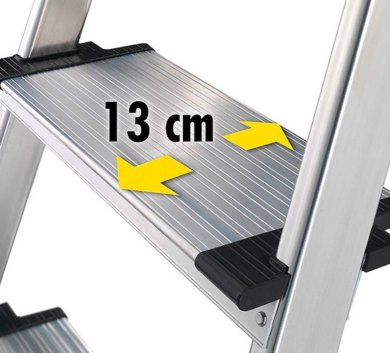 Scara pliabila HAILO TopLine L95 8050337, 3 trepte, greutate maxima 150 kg, aluminiu, picioare antiderapante, tava pentru scule, pentru uz casnic