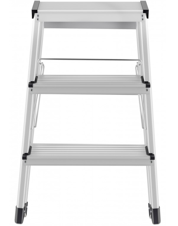 Scara pliabila HAILO D60 StandardLine 4443701, 2x3 trepte, greutate maxima 150 kg, aluminiu, picioare antiderapante, pentru uz casnic