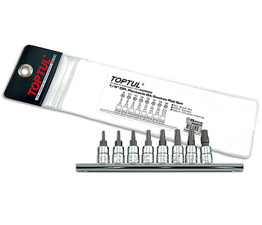 Set 7 biti TOPTUL GAAG0805, prindere patrat 1/4 inch, lungime 37 mm, profil torx, deschidere chei T8-T40