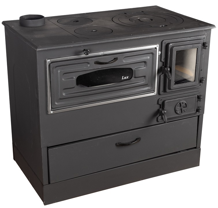 Soba pe lemne MICUL FERMIER Grand Fantazia Lux MF-EI1008-G01, capacitate incalzire 9 kW, racord 120 mm, 890 x 510 x 750 mm, cos stanga, din otel