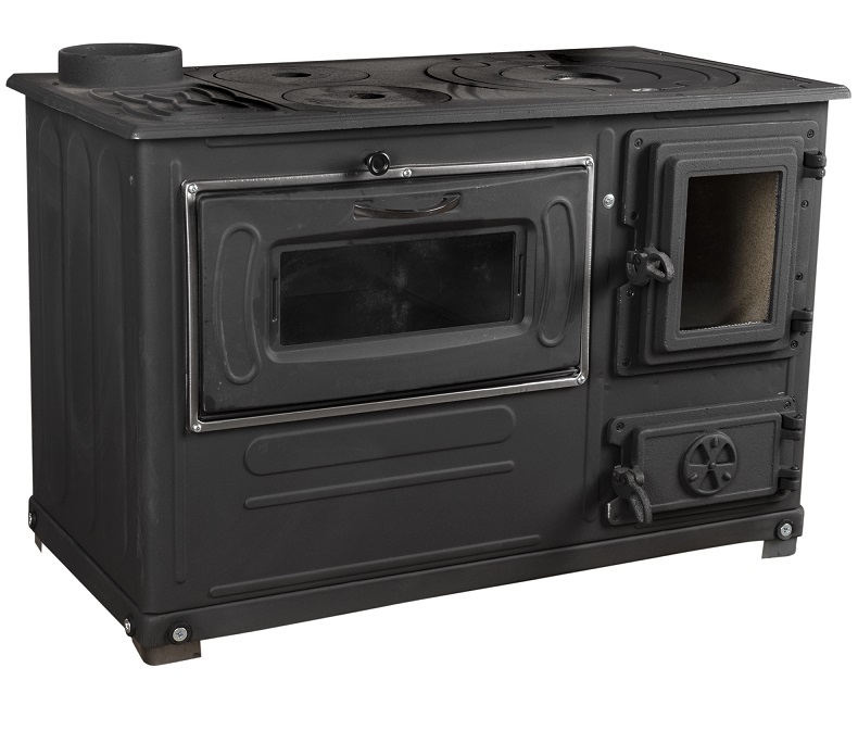 Soba pe lemne MICUL FERMIER Fantazia Lux MF-EI1010-G01, capacitate incalzire 6.7 kW, racord 130 mm, 800 x 430 x 700 mm, cos stanga, din otel