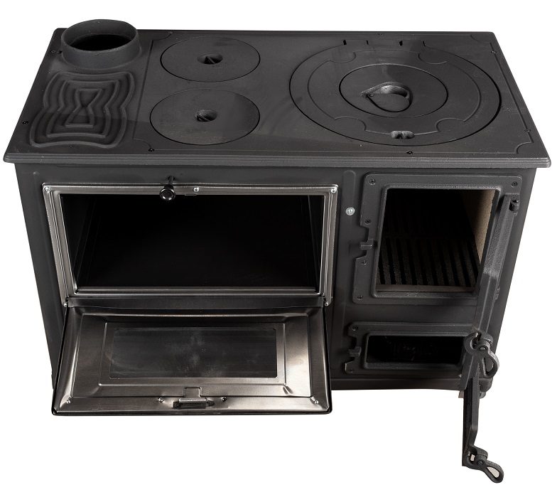 Soba pe lemne MICUL FERMIER Fantazia Lux MF-EI1010-G01, capacitate incalzire 6.7 kW, racord 130 mm, 800 x 430 x 700 mm, cos stanga, din otel