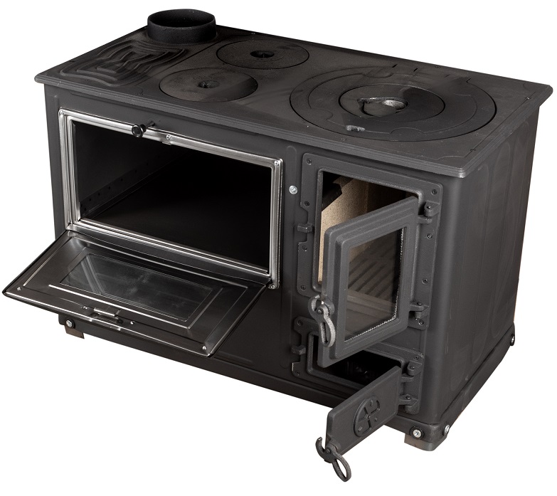 Soba pe lemne MICUL FERMIER Fantazia Lux MF-EI1010-G01, capacitate incalzire 6.7 kW, racord 130 mm, 800 x 430 x 700 mm, cos stanga, din otel