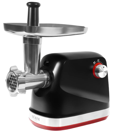 Masina de tocat carne electrica BOHM MG2028R 14687, 800-1800 W, productivitate 1.8 kg/min, 3 x site 3/5/7 mm, cutit, accesoriu carnati/kebbe