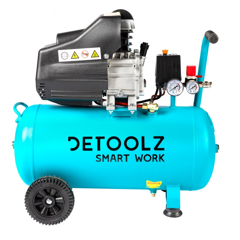 Compresor de aer DETOOLZ DZ-C333, capacitate rezervor 50 litri, cu ulei, 1680 W, debit 206 l/min, 8 bar, 2 prize de aer