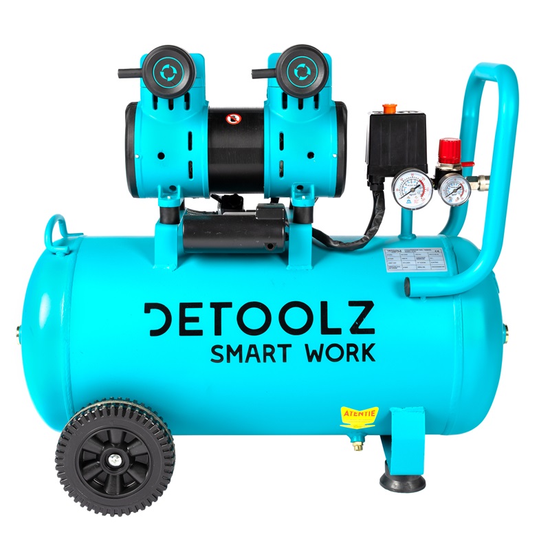 Compresor de aer DETOOLZ DZ-C335, capacitate rezervor 50 litri, fara ulei, 1680 W, debit 214 l/min, 8 bar, 2 prize de aer