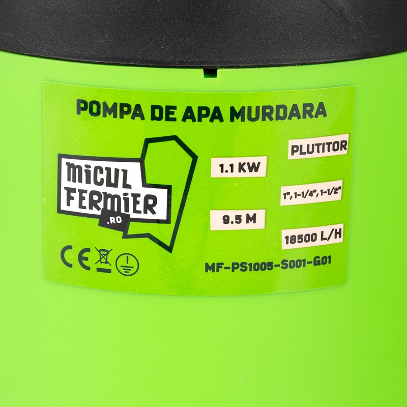 Pompa pentru apa murdara cu plutitor MICUL FERMIER MF-PS1005-S001-G01, 1.1 kW, 18500 l/h, 9.5 m