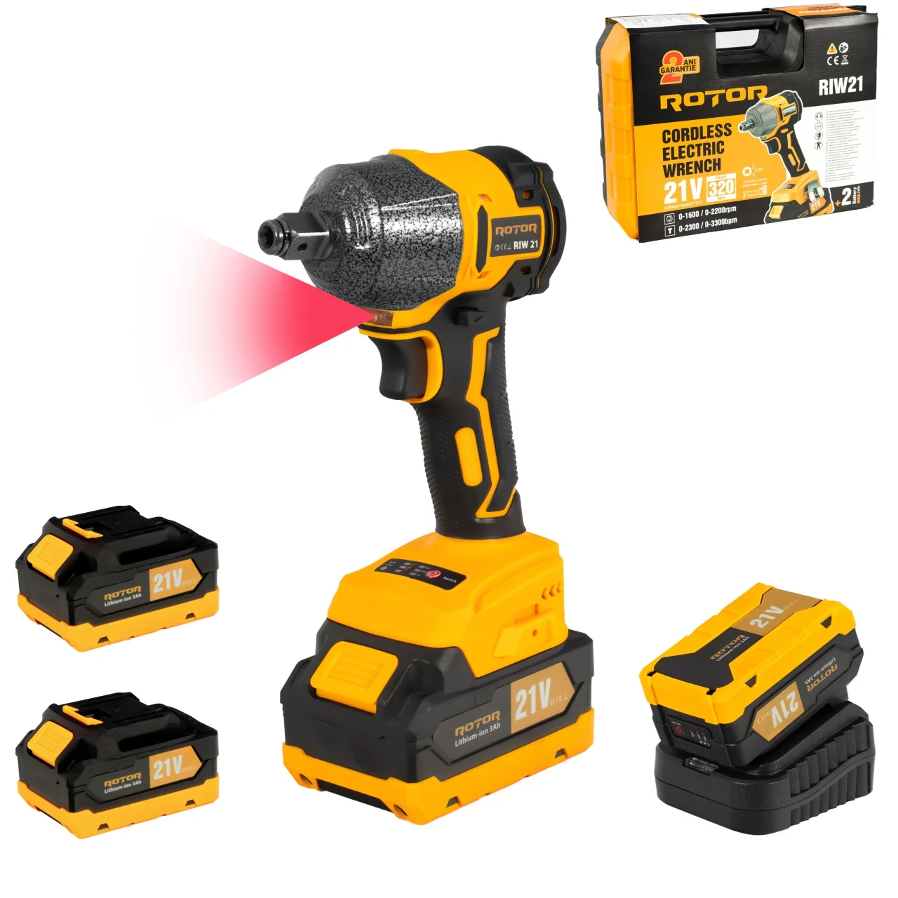 Autofiletanta cu impact pe acumulator ROTOR 14339 RIW21, 21 V, 3 Ah, 320 Nm, 2200 rot/min, 3300 BPM
