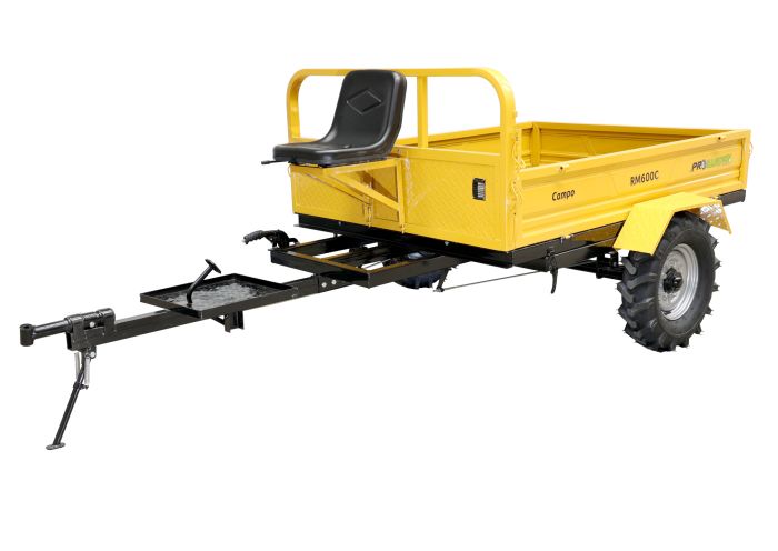 Remorca motocultor ProGARDEN Campo RM600C, 600 kg, 1 osie, prindere bolt, roti profil agricol 6.00-12