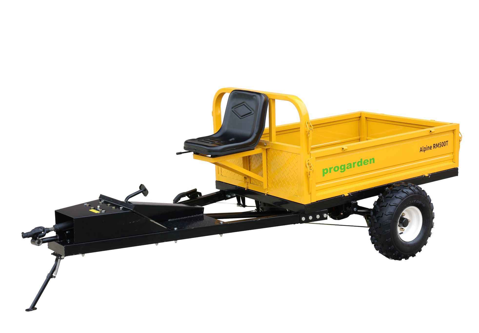 Pachet Remorca ProGARDEN Alpine RM500T cu tractiune 500 kg, 1 osie, prindere bolt pentru motocultor, roti 19x7-8 si set manicoti Adaptiv 3 in 1 S