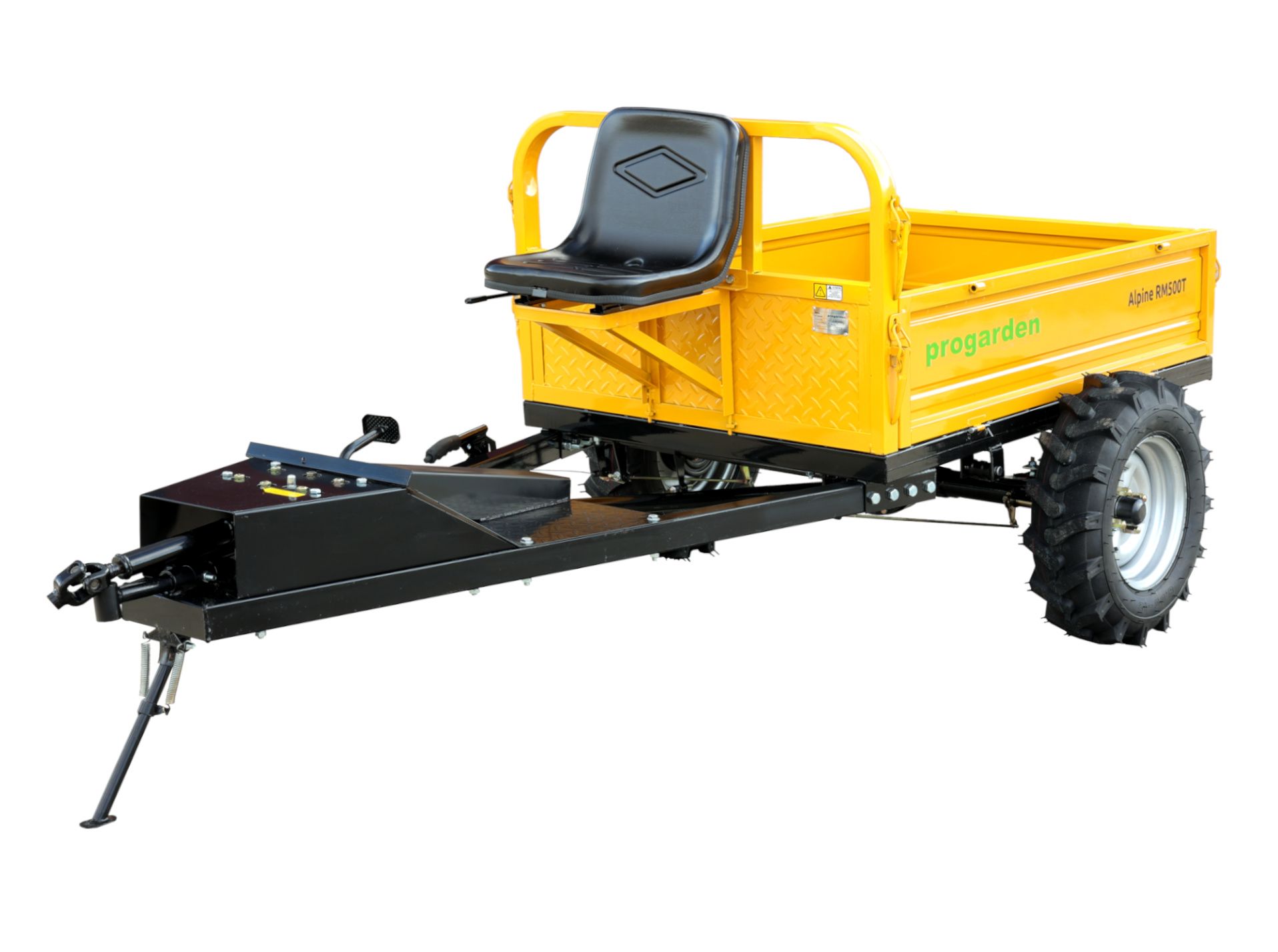 Remorca cu tractiune G2 ProGARDEN Alpine RM500T, 500kg, 1 osie, prindere bolt pentru motocultor, roti profil agricol 6.00-12, 4 prezoane
