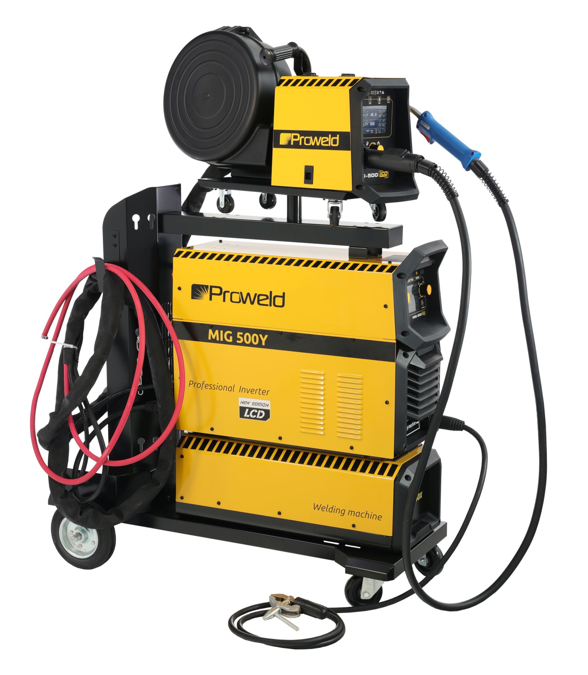 Invertor sudare profesional ProWELD MIG 500Y Synergetic, MIG/MAG, MMA, Lift TIG + derulator detasabil