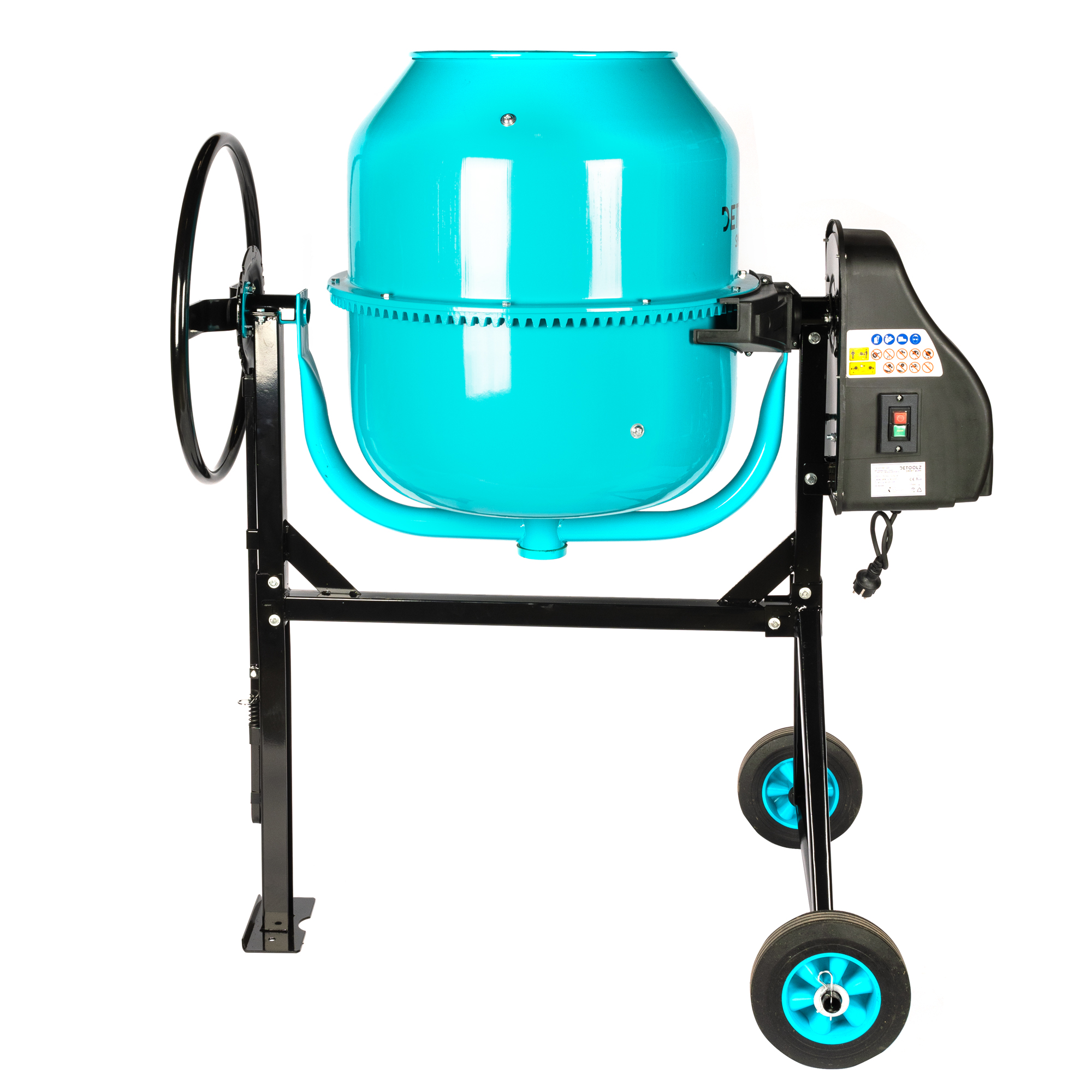 Betoniera Detoolz 200 L, 1200 W, cu roti si coroana de fonta
