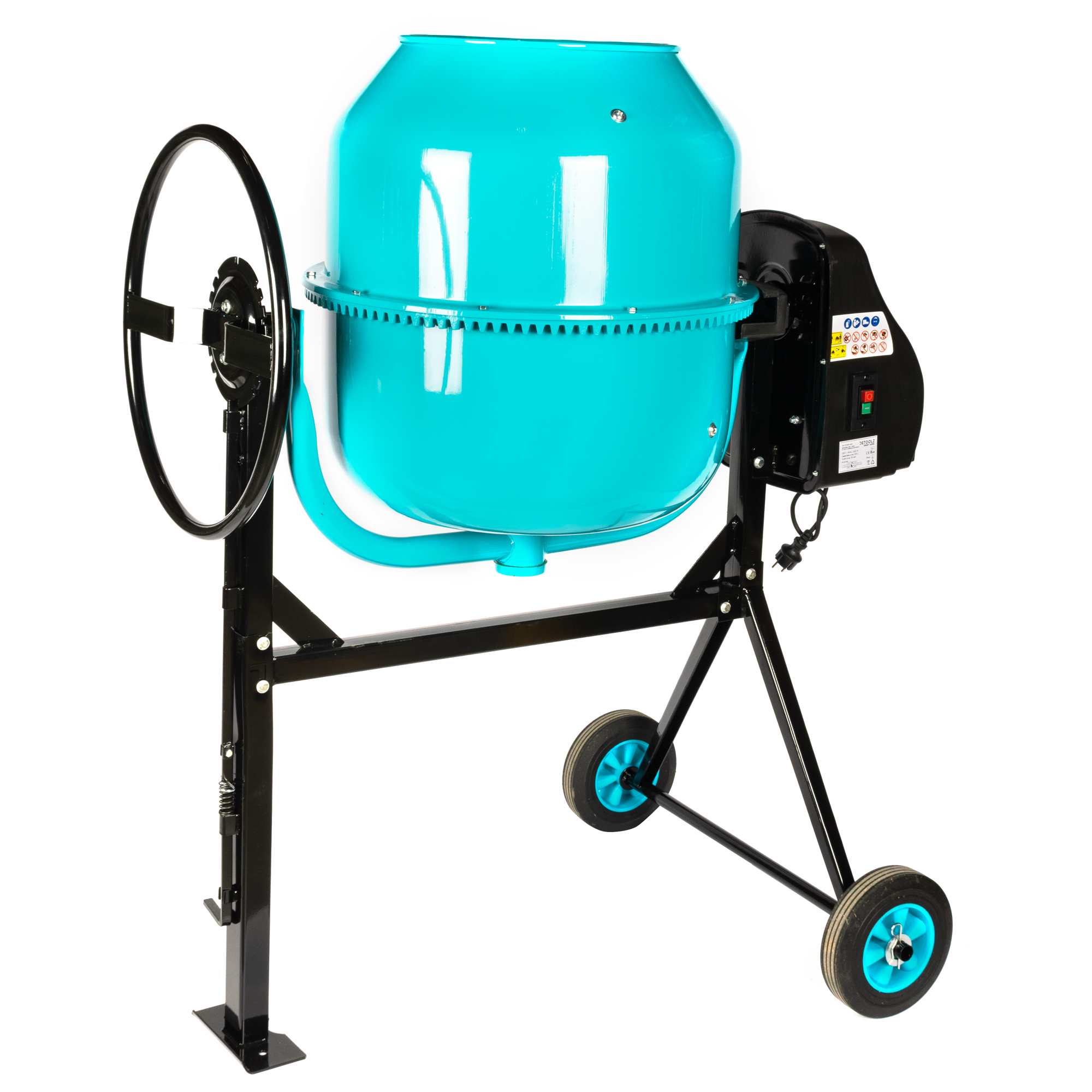 Betoniera Detoolz 200 L, 1200 W, cu roti si coroana de fonta
