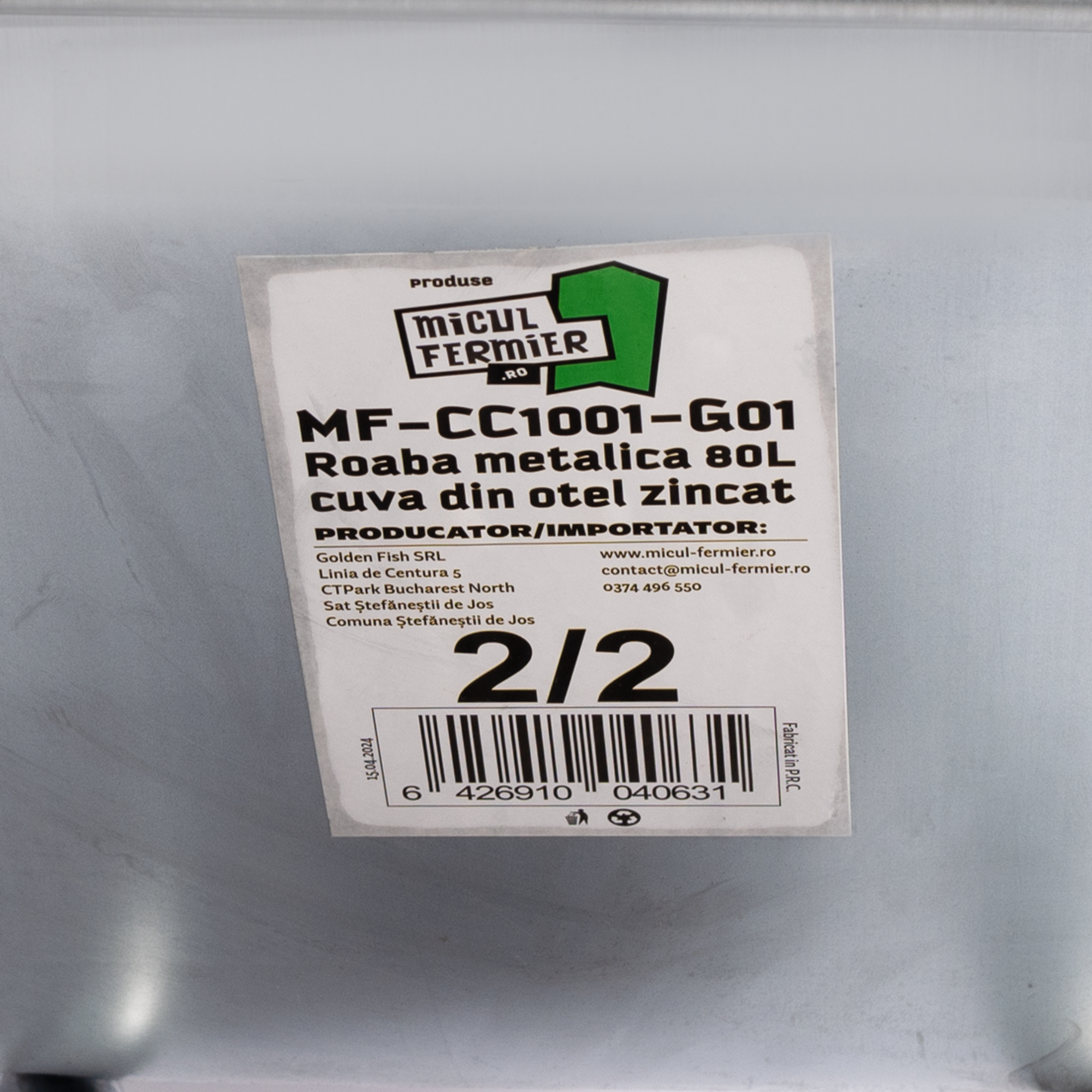 Roaba metalica Micul Fermier 80 L cuva otel zincat G01